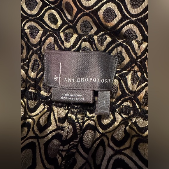 Anthropologie Larkin Gold Jacquard pull-on Trousers, High Waist, Small - Picture 3 of 7